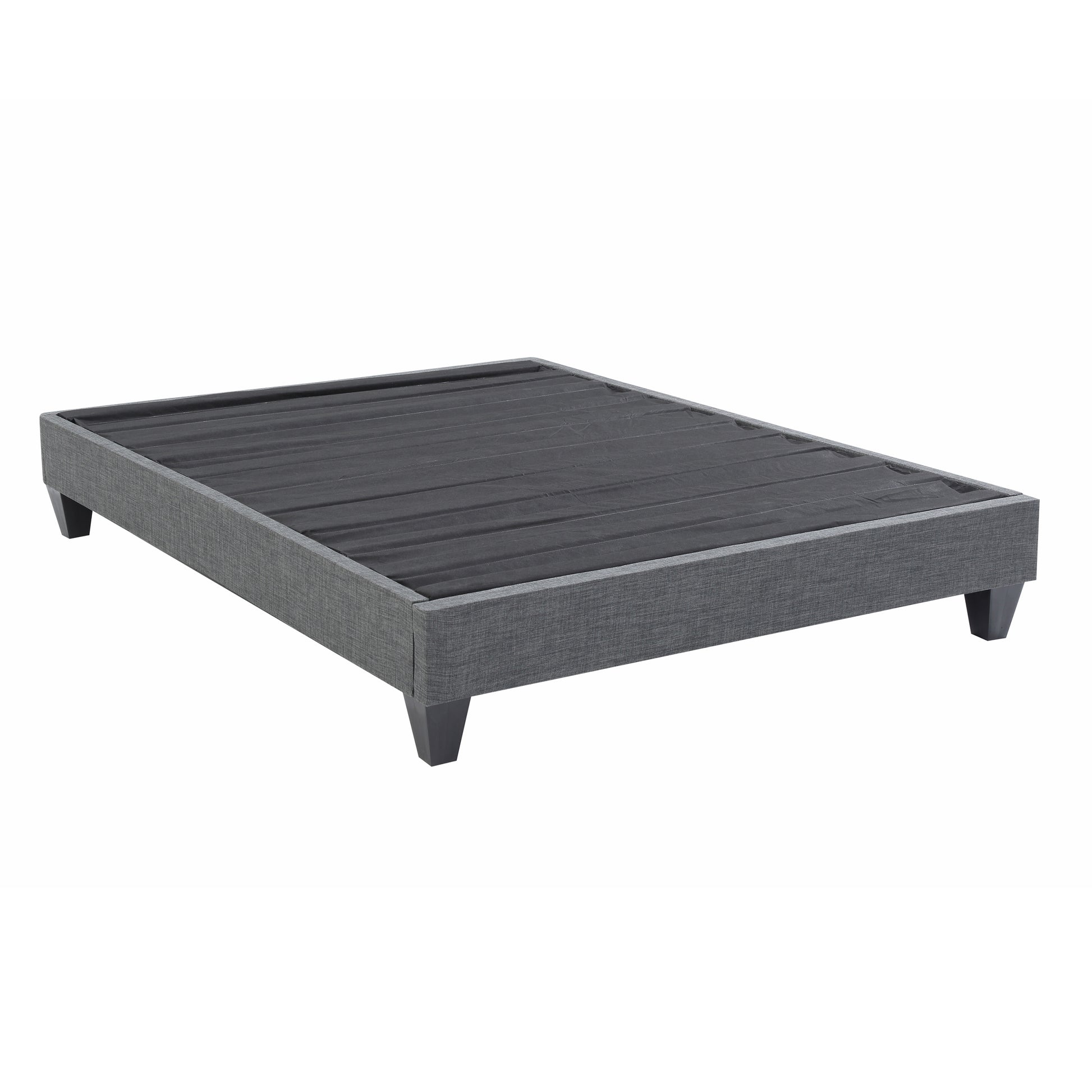 1Pc Contemporary Upholstered Platform Bed Queen Size Linen Like Polyester Fabric Steel Grey Wood Frame Bedroom Box Spring Not Required Queen Steel Gray Wood Primary Living Space Contemporary Bed Frame Polyester Wood