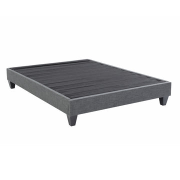 1Pc Contemporary Upholstered Platform Bed Twin Size Linen Like Polyester Fabric Steel Grey Wood Frame Bedroom Box Spring Not Required Twin Steel Gray Wood Primary Living Space Contemporary Bed Frame Polyester Wood