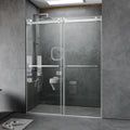 56 To 60'' W X 76'' H Frameless Shower Door, Double Sliding Shower Door With Premium 3 8'' 10Mm Thick Tempered Glass, Stainless Steel, Brushed Nickel Brushed Nickel Bathroom Modern Tempered Glass