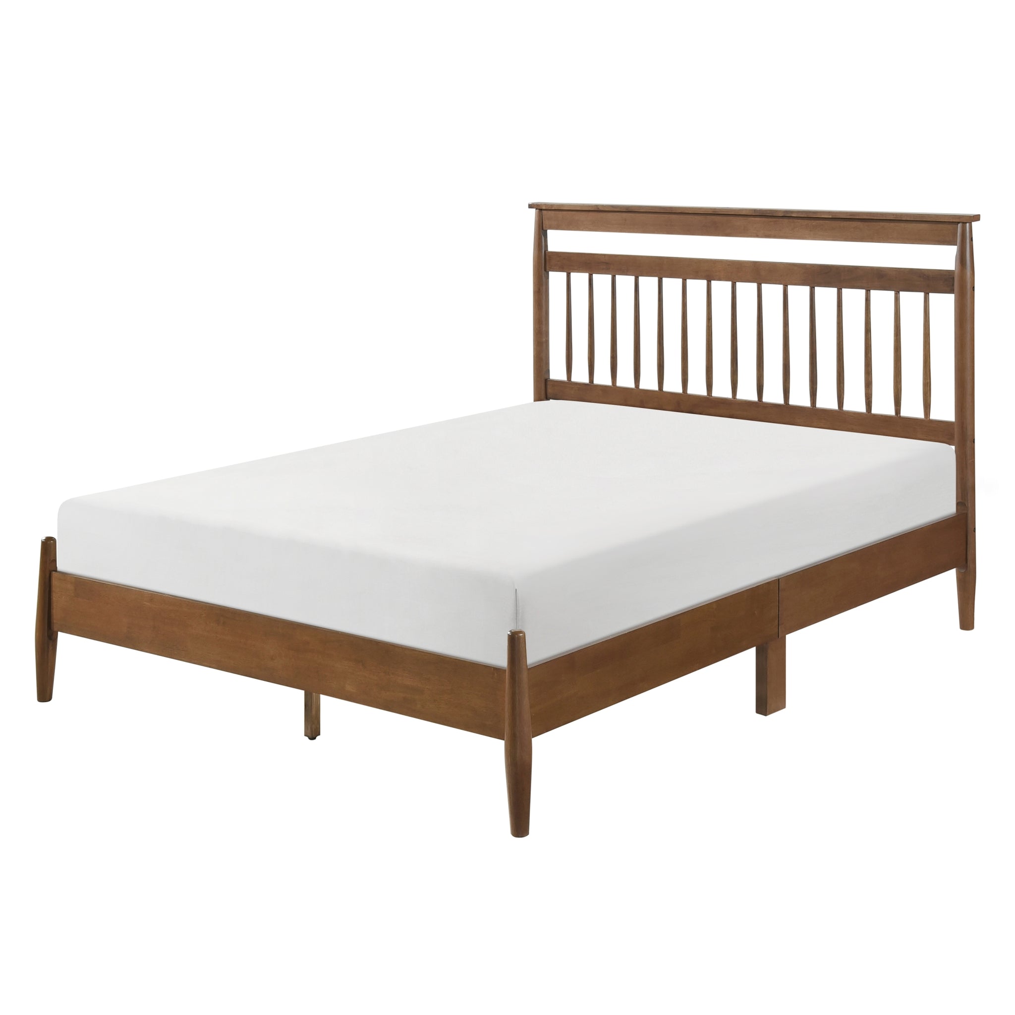 Transitional Design Full Platform Bed Chestnut Finish Wood Frame Bedroom Furniture 1Pc Bed In A Box Box Spring Not Required Full Chestnut Wood Bedroom Wood