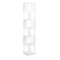 6 Tier Rotating Bookshelf, Floor Rack Simple Bookcase With Acrylic Plate Student Multi Function Creative Bookshelf For Living Room White Particle Board