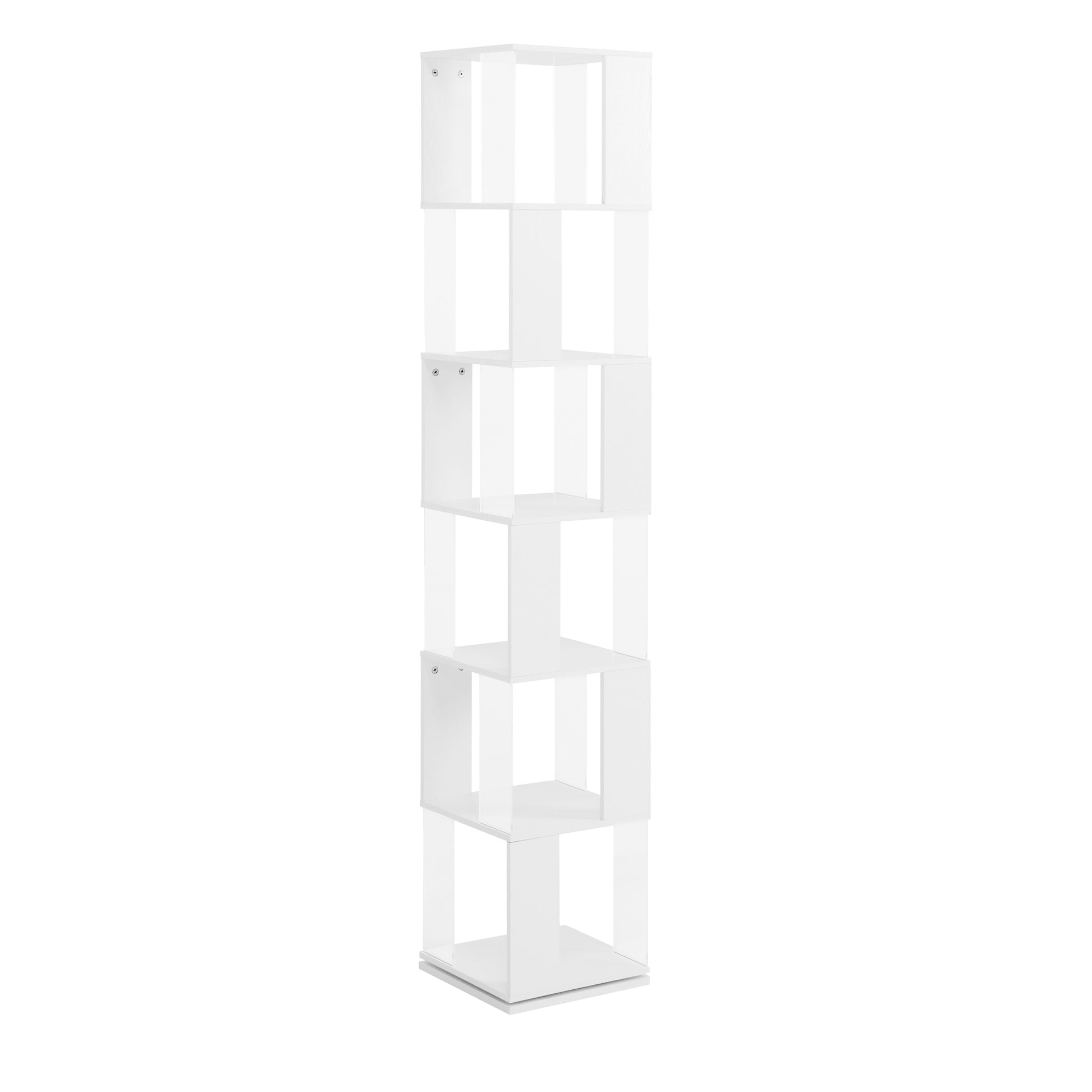 6 Tier Rotating Bookshelf, Floor Rack Simple Bookcase With Acrylic Plate Student Multi Function Creative Bookshelf For Living Room White Particle Board