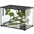 Pawhut 14 Gallon Reptile Glass Terrarium Tank With Decor Kit, Breeding Box Full View With Visually Appealing Sliding Screen Top For Lizards, Frogs, Snakes, Spiders, 20