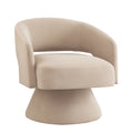 Modern Swivel Barrel Chair, Upholstered Velvet Round Accent Chairs,360 Degree Comfy Swivel Chair With Open Backrest, Single Chair Armchair For Living Room Bedroom, Homerest,Taupe Beige Taupe Primary Living Space American Design,Contemporary,Luxury,Mid