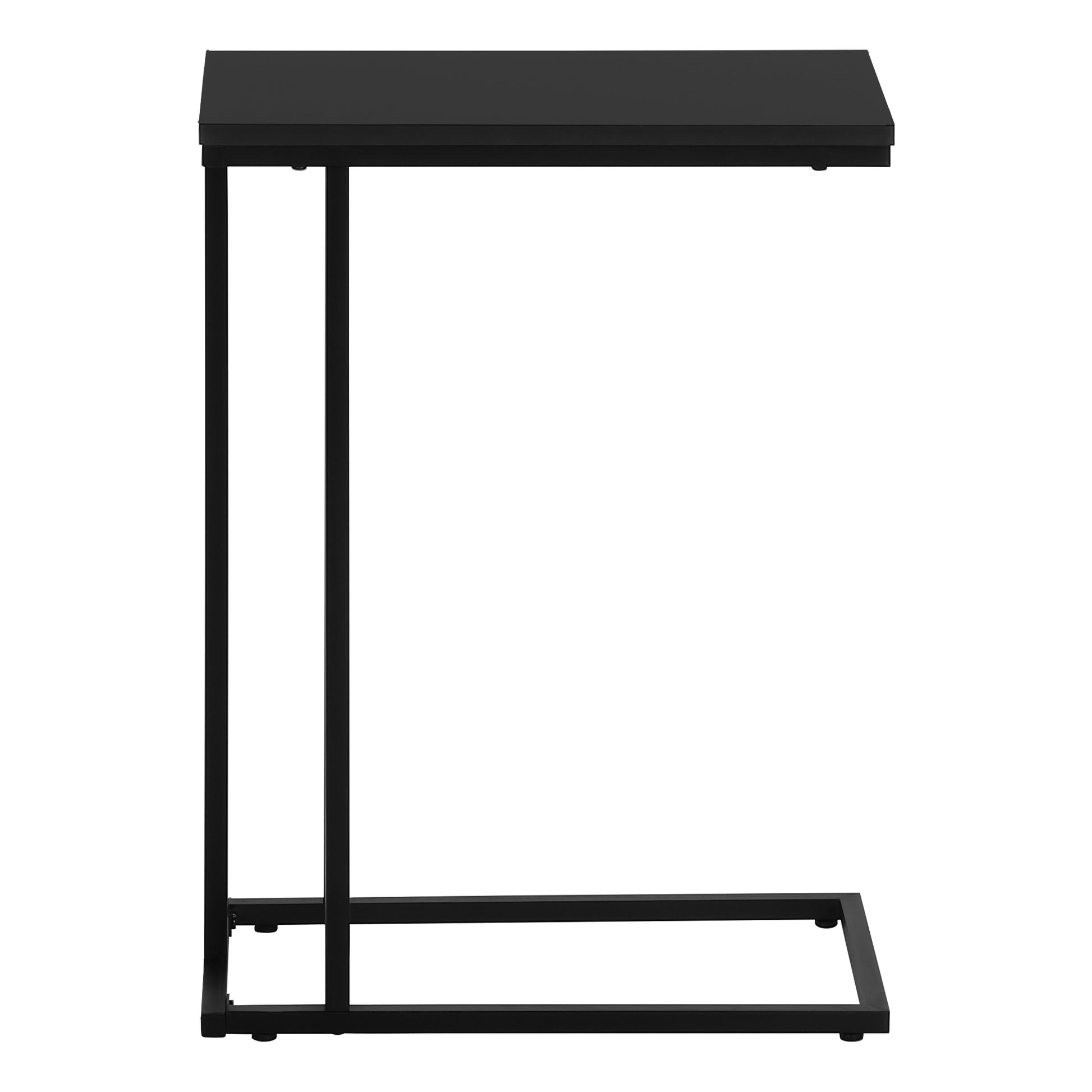 Accent Table, C Shaped, End, Side, Snack, Living Room, Bedroom, Black Laminate, Black Metal, Contemporary, Modern Black Mdf