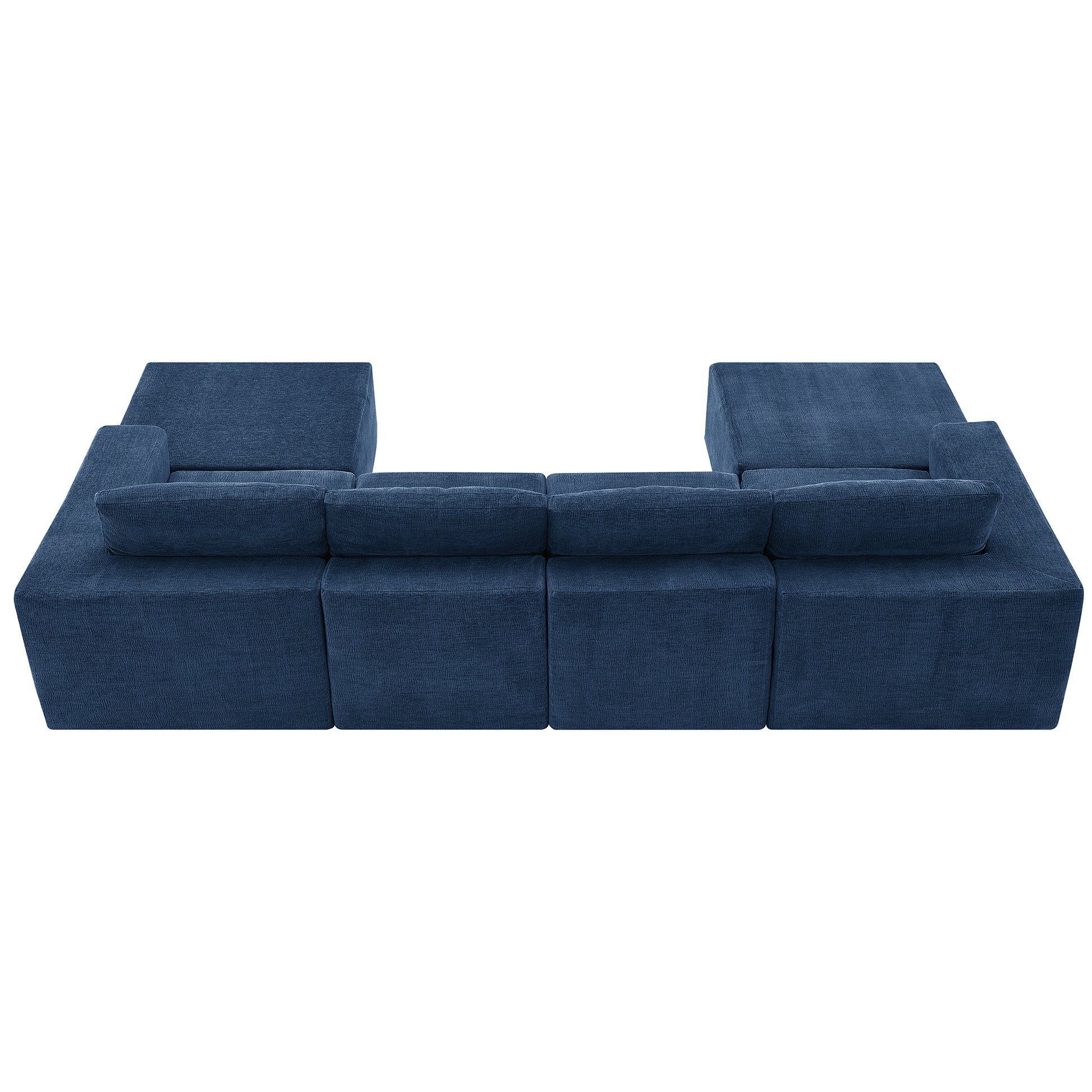 110*72" Modular U Shaped Sectional Sofa,Luxury Chenille Floor Couch Set,Upholstered Indoor Furniture,Foam Filled Sleeper Sofa Bed For Living Room,Bedroom,Free Combination,3 Colors Navy Polyester 6 Seat