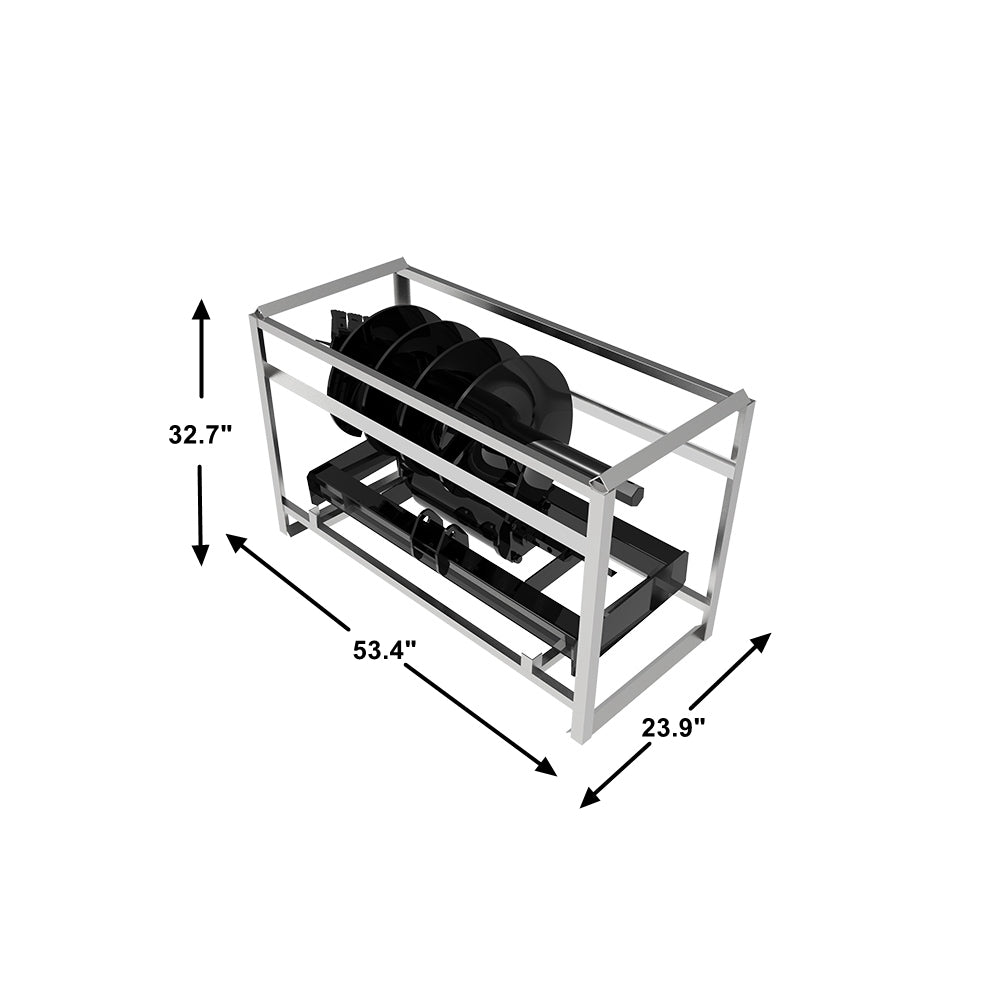 Skid Steer Post Hole Auger Drive Attachment, 18" Diameter Auger, 46" Drilling Depth, Standard Flow Black Steel