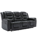 3 Seater Home Theater Recliner Manual Recliner Chair With Two Built In Cup Holders For Living Room,Bedroom, Black Old Sku:Pp302955Aab Black Foam Pu