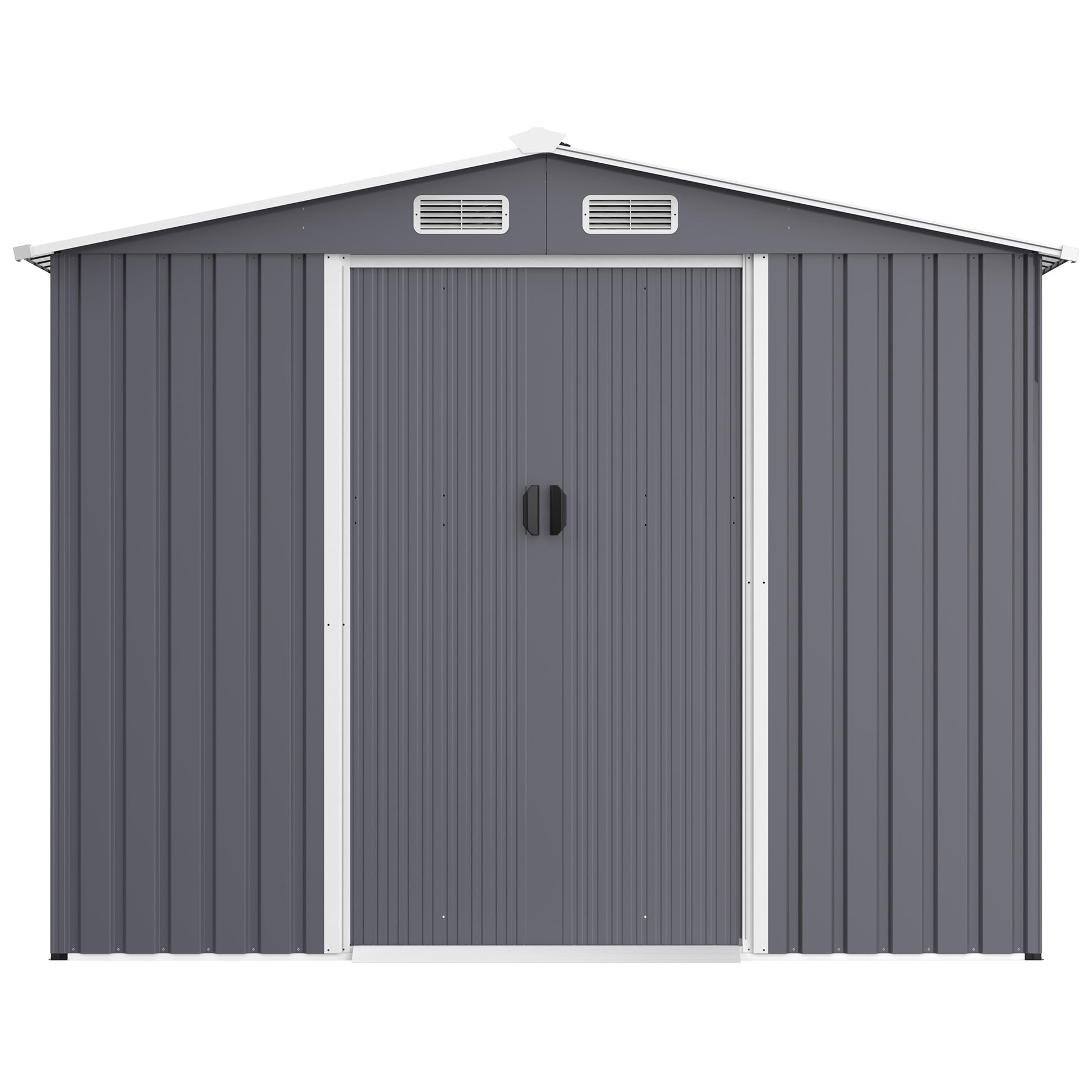 Outdoor Storage Shed 8 X 12 Ft Large Metal Tool Sheds, Heavy Duty Storage House With Sliding Doors With Air Vent For Backyard Patio Lawn To Store Bikes, Tools, Lawnmowers Grey Grey Rectangular No