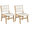 Hengming Pu Dining Chair, No Armrest With Wooden Legs, Suitable For Kitchen, Dining Room, Living Room, Bedroom And Other Occasions,Set Of 2 White Pu