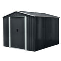 8Ft X 10Ft Outdoor Metal Storage Shed With Floor Base,Black Black Iron