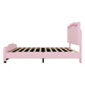 Full Size Upholstered Platform Bed With Curve Shaped And Height Adjustbale Headboard,Led Light Strips,Pink Full Pink Upholstered