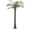 Outsunny 6' Artificial Lighted Palm Tree With 3 Coconuts, 240 Led Light, Color Changing Light Up Tropical Palm Tree With Remote For Indoor, Outdoor, Pool, Party D Cor Green Plastic