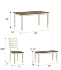 Radiant Brown And White 6 Piece Dining Table Set Brown White Solid Wood
