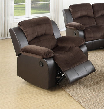 Motion Recliner Chair 1Pc Glider Rocker Recliner Living Room Furniture Chocolate Padded Suede Living Room Chocolate Primary Living Space Contemporary,Modern Recliners Solid Back Suede