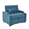 Modern Velvet Armchair Sofa Couch Pull Out Bed,3 In One Convertible For Living Room Sofa Bed,Blue Blue Primary Living Space Medium Soft Cushion Back Medium Duty American Design Pillow Top Arms Foam Velvet 1 Seat