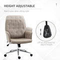 Vinsetto Microfiber Home Office Chair, Tufted Height Adjustable Computer Desk Chair With Swivel Wheels And Padded Armrests, Light Gray Light Grey Fabric