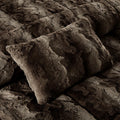 4Pc Faux Fur Comforter Set King Dark Brown Polyester