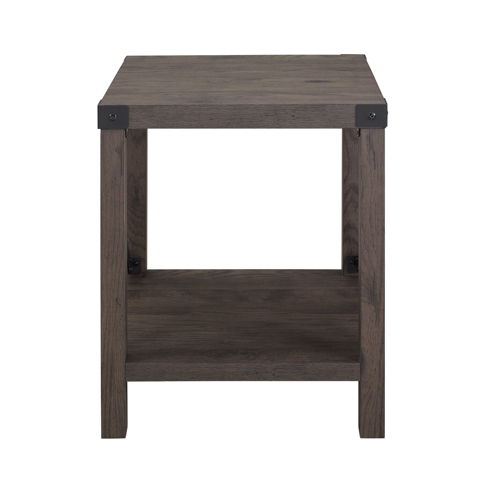 Farmhouse Metal X Accent Table With Lower Shelf Sable Grey Gray Mdf