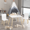 Kids Table And 2 Chairs Set, 3 Pieces Toddler Table And Chair Set, Wooden Activity Play Table Set White White Solid Wood Mdf