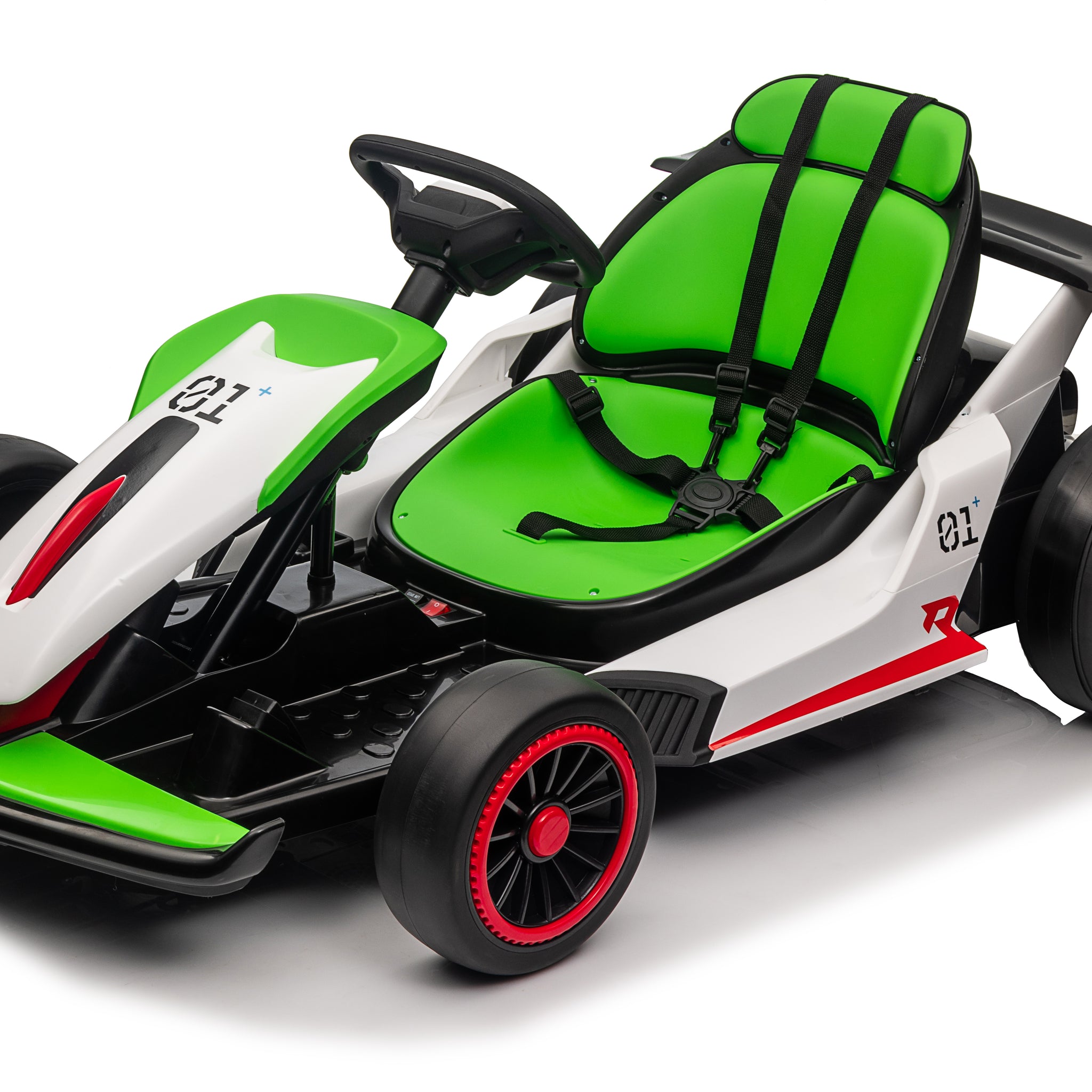 Ride On Go Kart For Kids, 24V7Ah Battery 150W*2 Motors, High Speed Drifting Car, Forward And Backward, Bluetooth, Slow Start Function,High Low Speeds,Music,Mp3,Usb, Horn,Max Load 110Lbs,Green Green