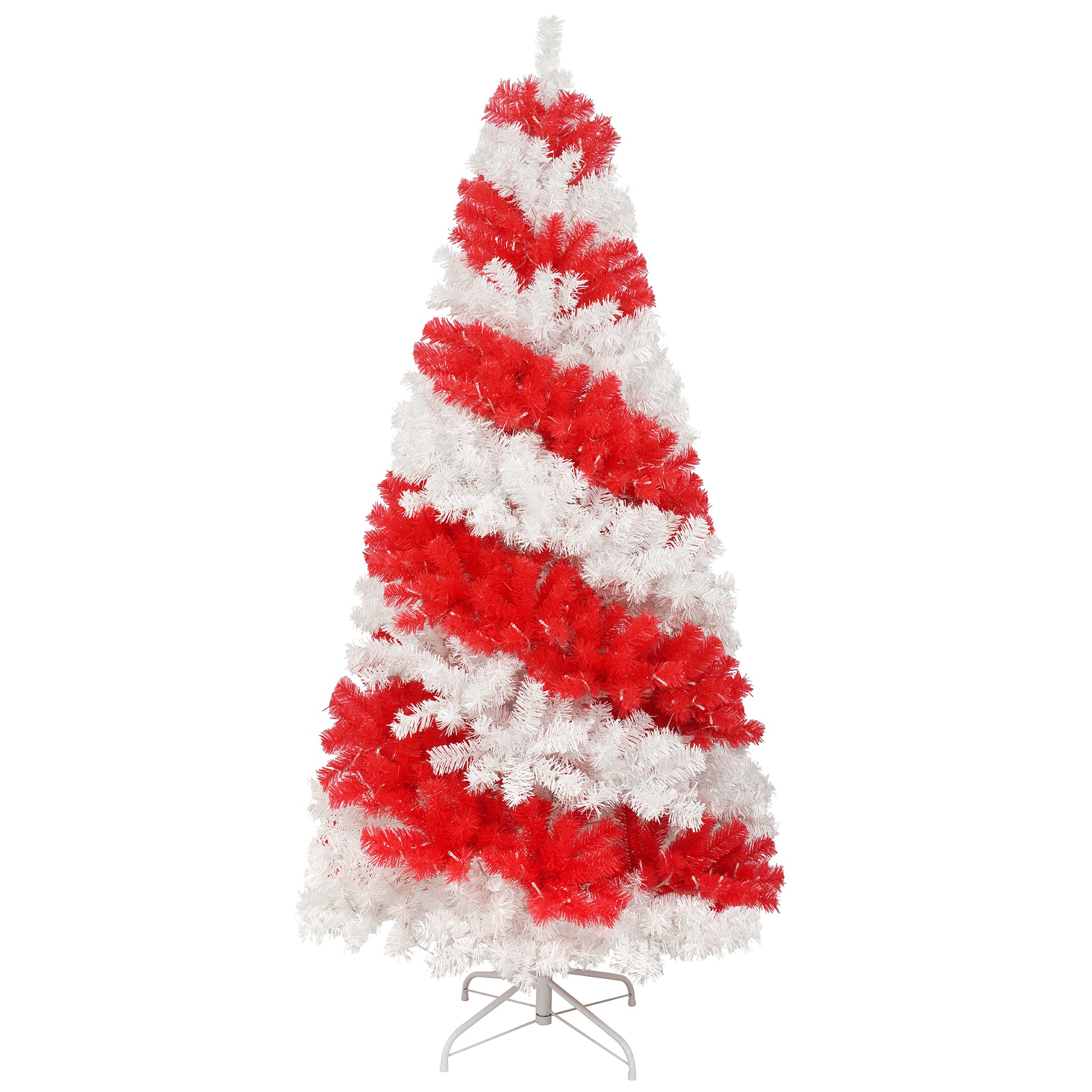 6Ft Artificial Christmas Tree With 300 Led Lights And 900 Bendable Branches, Candy Cane Christmas Tree Holiday Decoration, Creative Decorated Trees, Xmas Tree Christmas Decorations Red,White Pvc