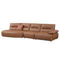 147.24'' Oversied Modern Sectional Curved Shaped Sofa Couch For Living Room,Upholstered 5 Seat Sofa Eco Leather Couch Set ,Brown Brown Leather 5 Seat