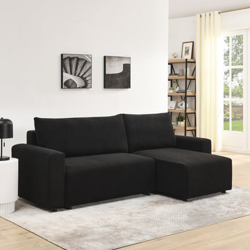 Modular Corduroy Upholstered 3 Seater Sofa Bed With Storage For Home Apartment Office Living Room, Free Combination, L Shapedblack Black Wood Primary Living Space Medium Soft Pillow Back Eucalyptus Square Arms Foam Corduroy 3 Seat