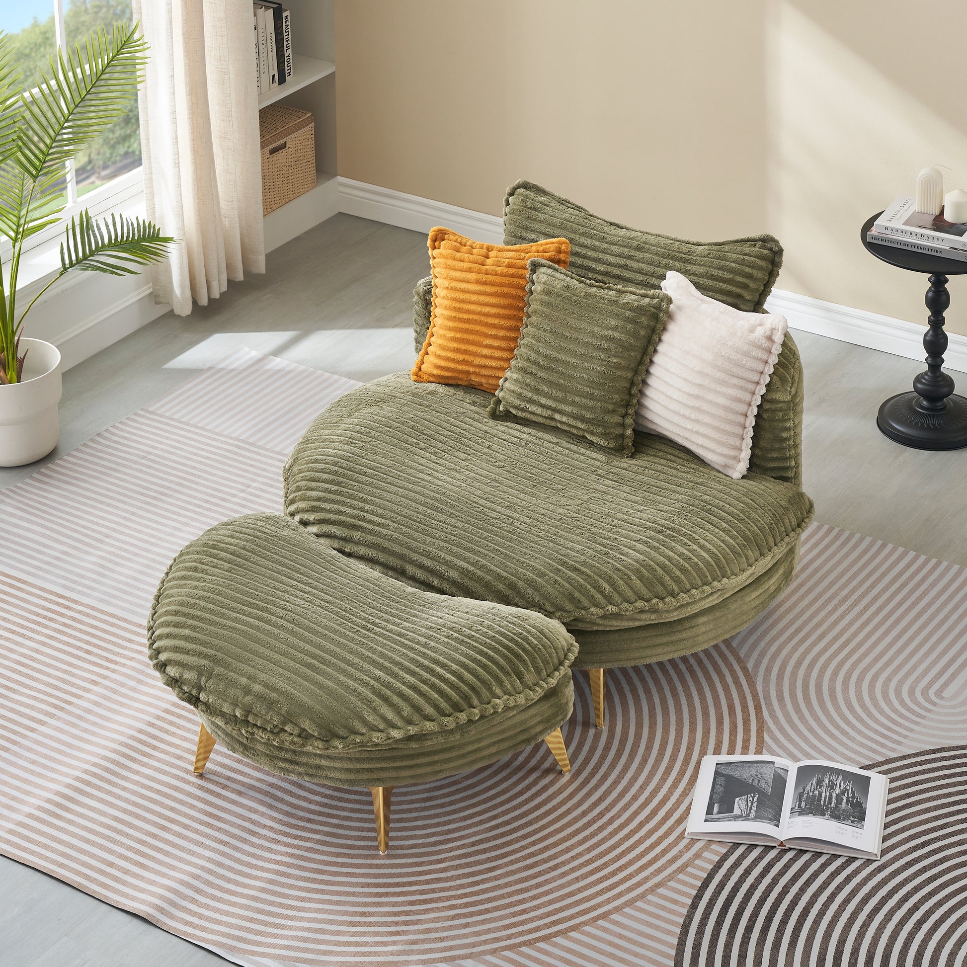 65.00 Inches Long, Corduroy Sofa Fabric, With Three Matching Pillows And Two Spacious And Comfortable Seats, For Apartment Office Living Room Green Green Corduroy 2 Seat