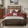 Embroidered 7 Piece Comforter Set Red Cal King California King Red Polyester