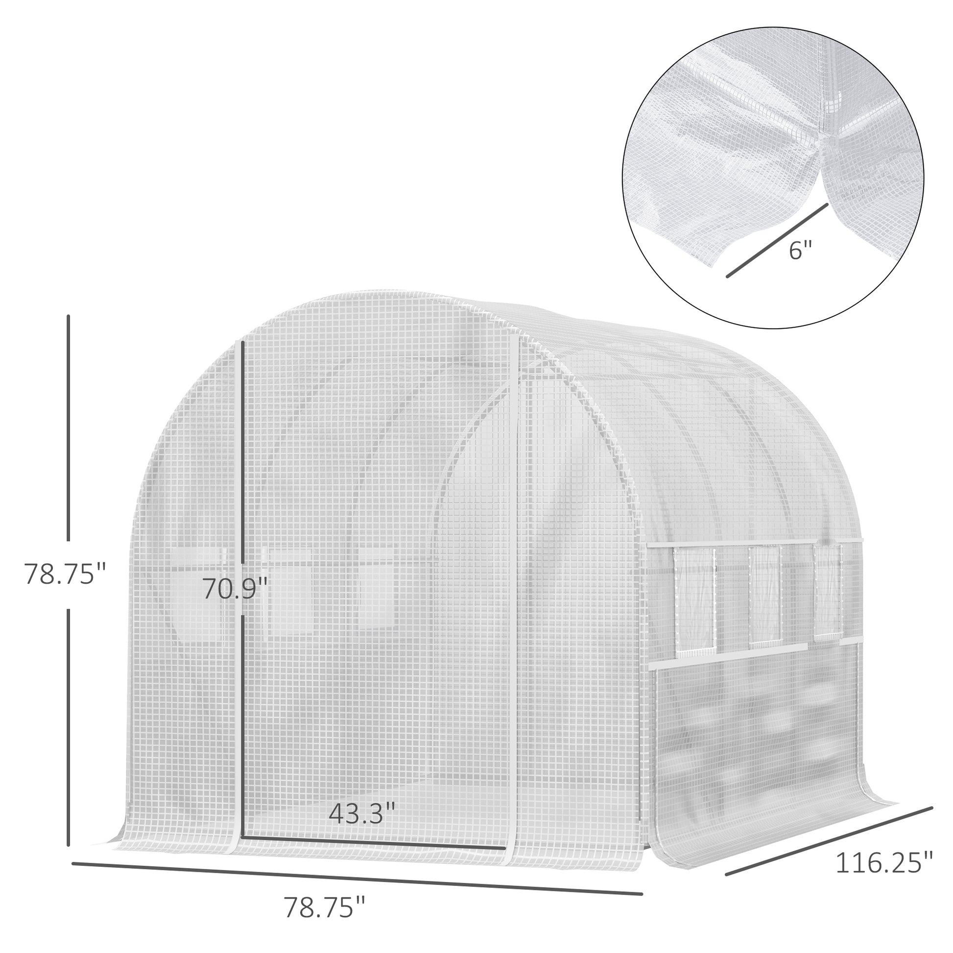 Outsunny 10' X 7' X 7' Walk In Tunnel Greenhouse, Outdoor Green House With Anti Tear Pe Cover, Zipper Doors And Mesh Windows, White White Plastic