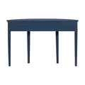 Distinctive Features Of Pine Veneer Console Table With Vertical Stripe Drawer Fronts And Four Legs Navy Blue Primary Living Space Minimalist Mdf