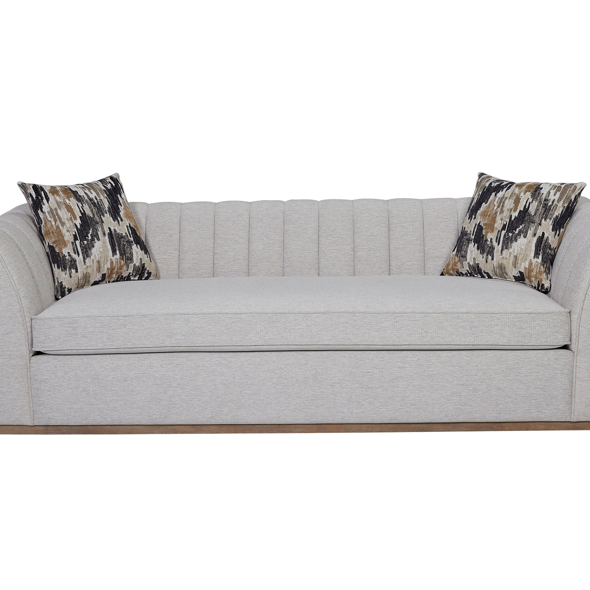 Channel Sofa Off White Upholstered 3 Seat