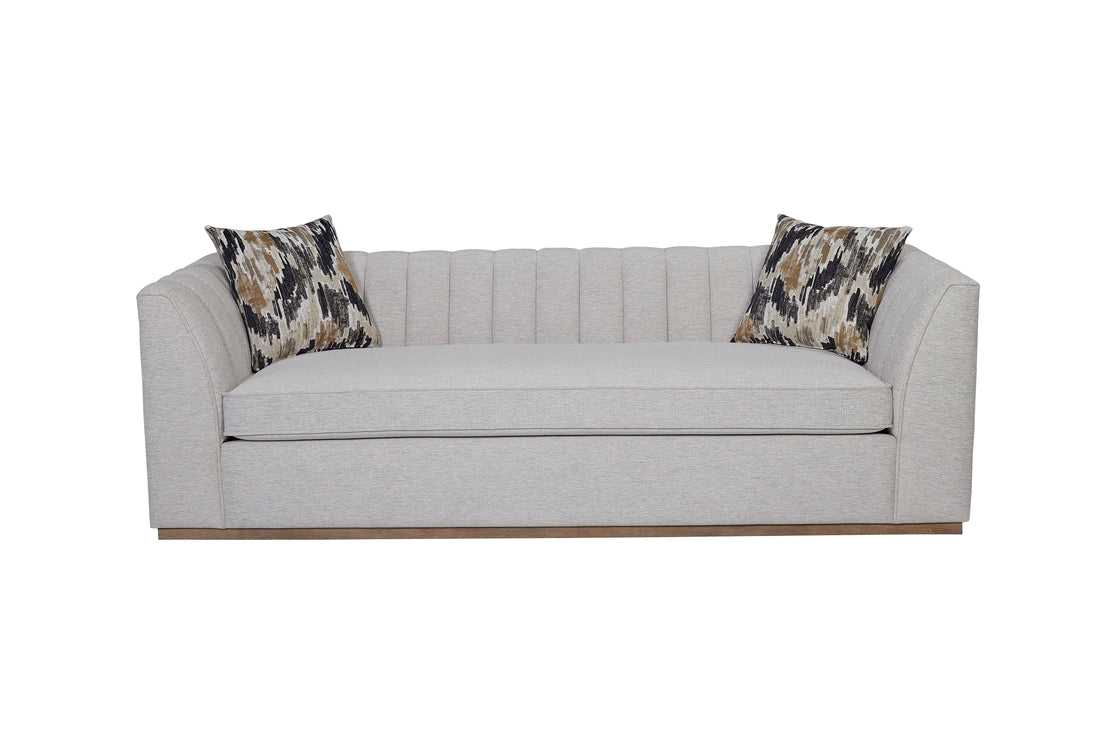 Channel Sofa Off White Upholstered 3 Seat