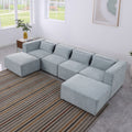 Modular Sofa Grayish Blue Chenille Fabric, Simple And Grand, The Seat And Back Is Very Soft. This Is Also A Knock Down Sofa Grayish Blue Chenille 6 Seat