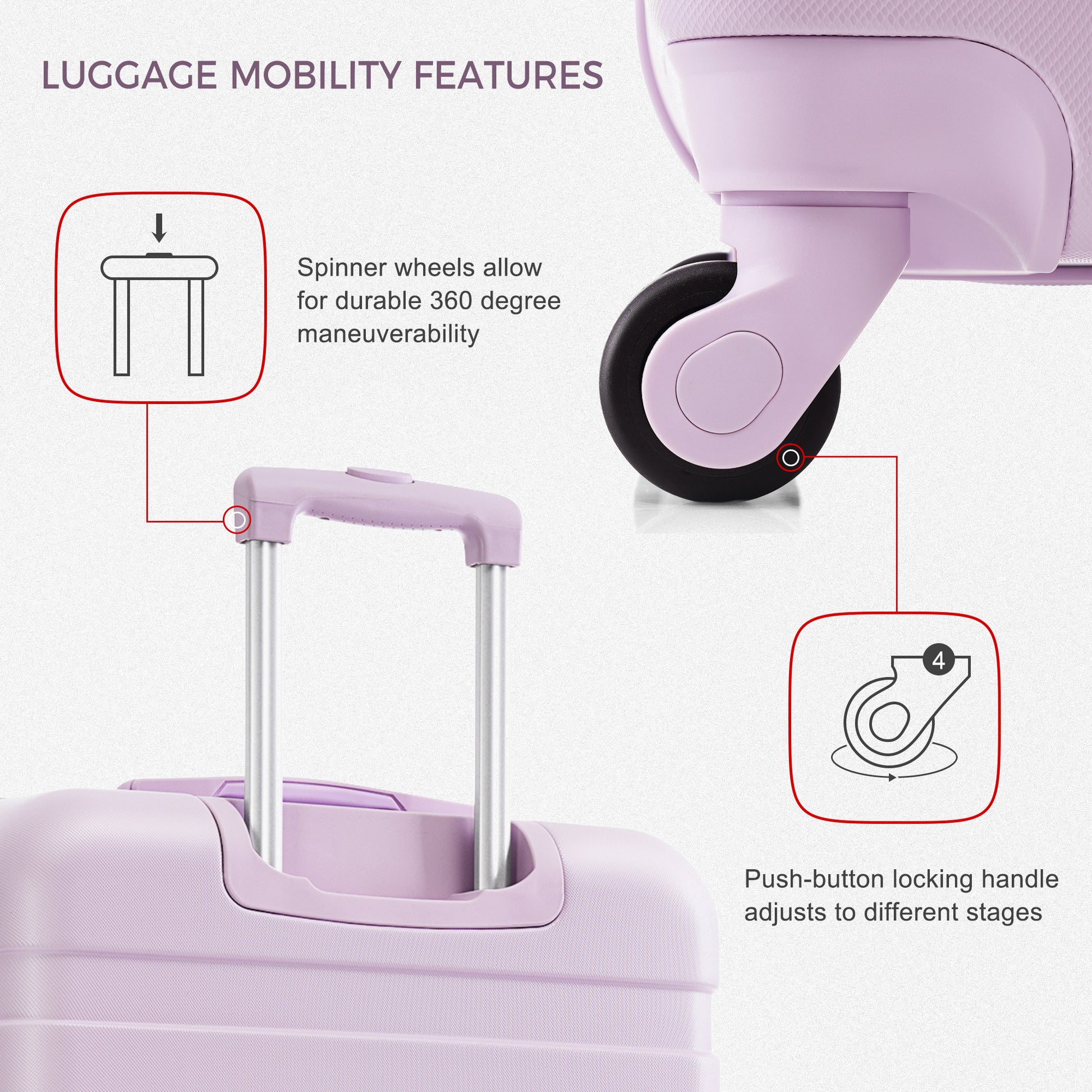 Luggage Sets Model Abs Hardshell 3Pcs Clearance Luggage Hardside Lightweight Durable Suitcase Sets Spinner Wheels Suitcase With Tsa Lock 20''24''28'' Purple Purple Abs