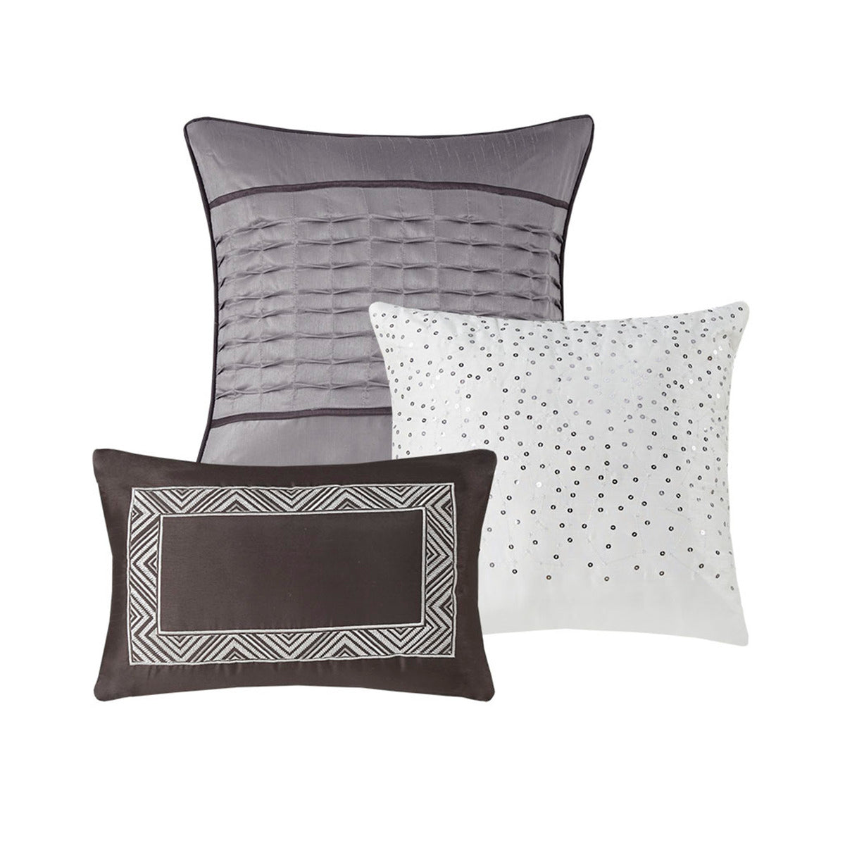 7 Piece Jacquard Comforter Set Grey Taupe King King Grey Taupe Polyester