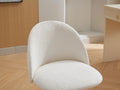 White Boucle Office Chair Desk Chair, Mid Back Adjustable Swivel Computer Chair With Black Legsmodern Upholstered Desk Chair With Wheels White Black Foam Polyester Blend
