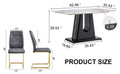 Table And Chair Set, Modern And Minimalist Dining Table, Imitation Marble Patterned Tabletop, Mdf Legs With U Shaped Brackets. Paired With Comfortable Chairs, Suitable For Dining And Living Rooms. Grey Black Mdf Glass