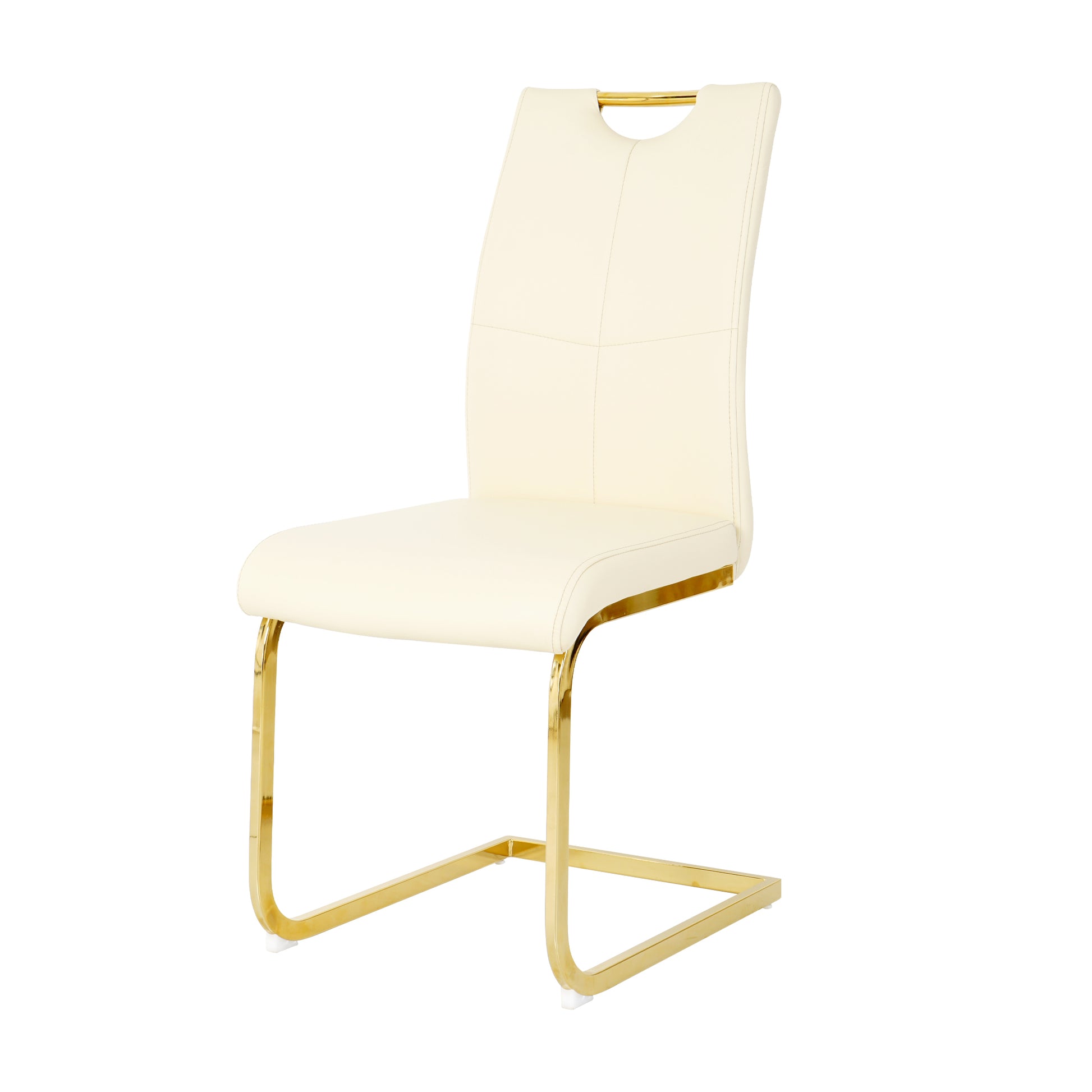 Modern Style Glass Dining Table With Elegant Transparent Design, Solid Support Base, Pale Yellow Dining Chair Set With Gold Plated Legs, Suitable For Restaurant Kitchens Set Of 7 Yellow Glass