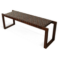 Christina Tan Leather Bench Cognac,Dark Brown,Tan Brown Genuine Leather Mid Century Modern Genuine Leather,Solid Wood