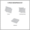 5 Piece Jacquard Bedspread Set With Throw Pillows Burdy King King Burgundy Cotton