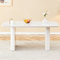 Cream Style Mdf White Dining Table.It Is A Furniture With A Warm And Soft Appearance, Suitable For Creating A Comfortable And Friendly Dining Environment, Suitable For Kitchens, Dining Rooms,Etc. White Mdf