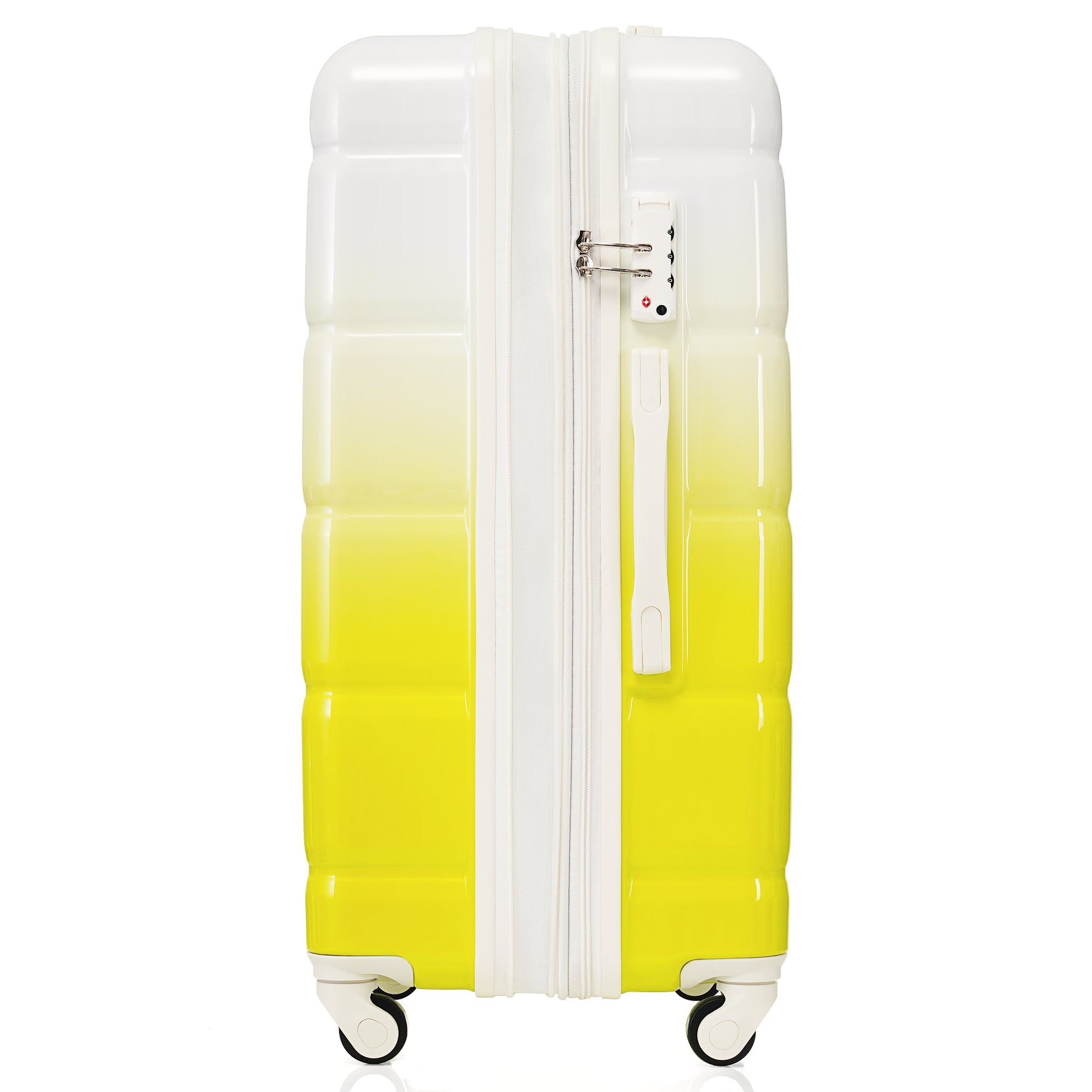 Luggage Set Of 3, 20 Inch With Usb Port, Airline Certified Carry On Luggage With Cup Holder, Abs Pc Hard Shell Luggage With Spinner Wheels, Lemon Yellow, Products In Stock Mid May Yellow Abs Pc