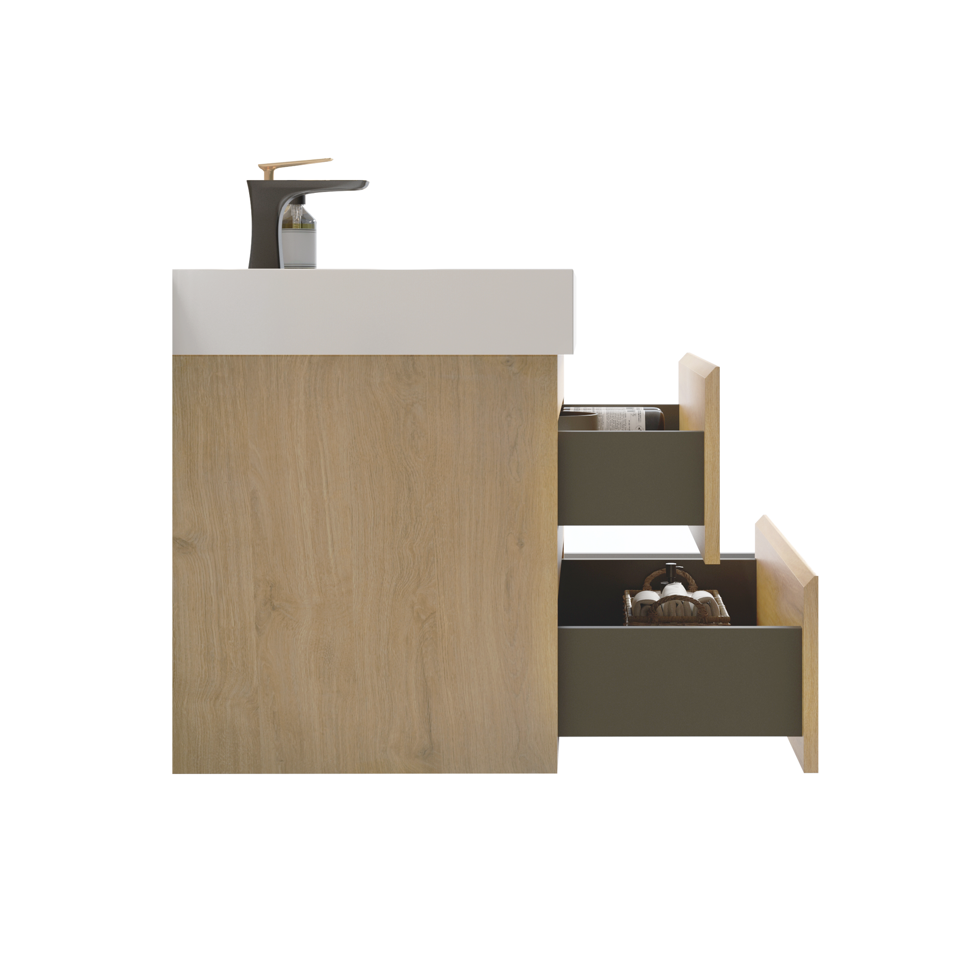 U041 Alice30 106 Alice 30" Natural Oak Bathroom Vanity With Sink, Large Storage Wall Mounted Floating Bathroom Vanity For Modern Bathroom, Pre Assembled Oak Melamine