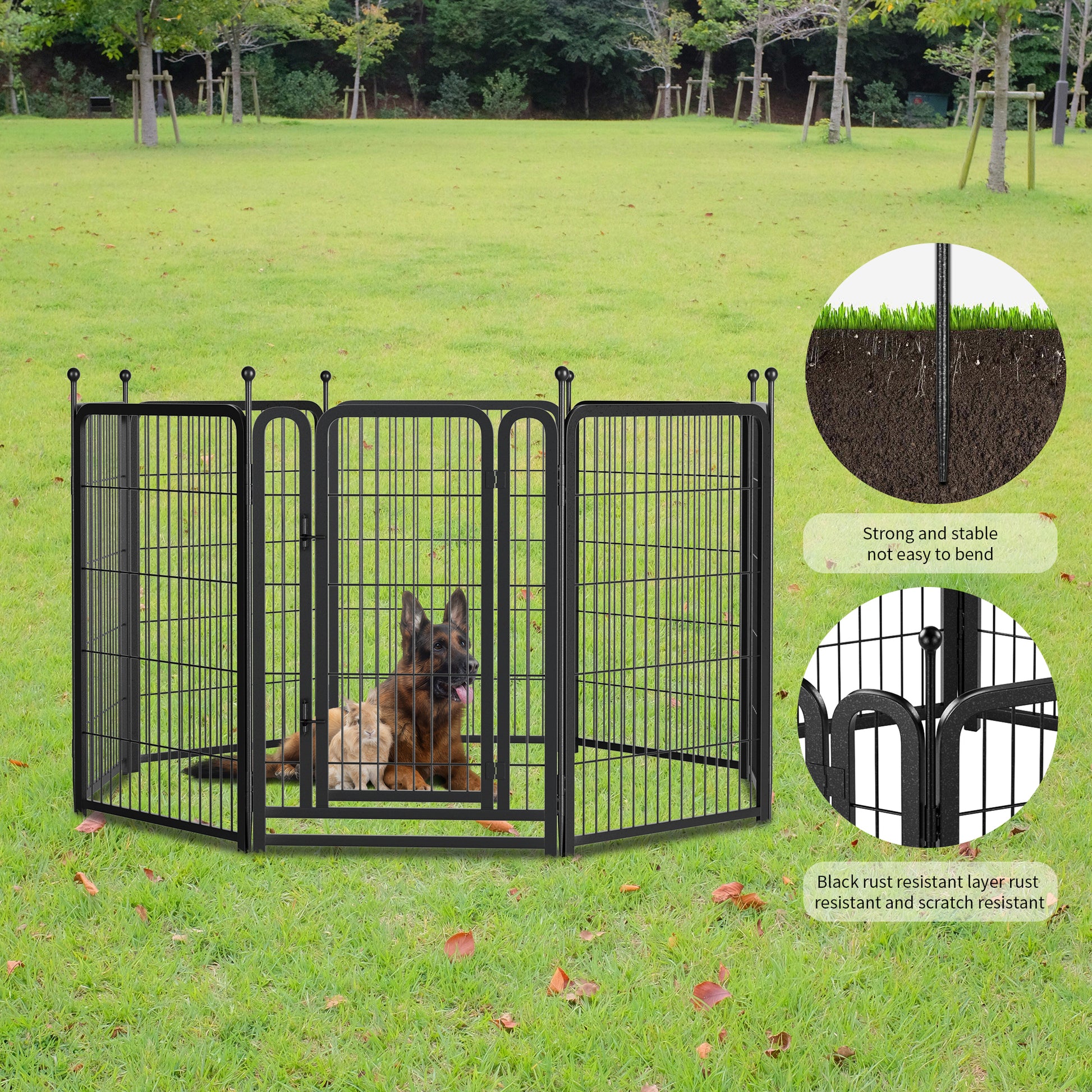Dog Playpen 8 Panels 40" Height Heavy Duty Dog Fence Puppy Pen For Large Medium Small Dogs Indoor Outdoor Foldable Pet Exercise Pen Black Iron