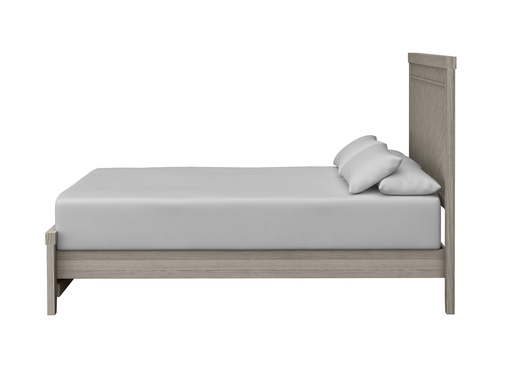 Queen Bed Light Gray Solid Wood Mdf