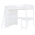 Full Size Loft Bed With Desk And Shelf White Full White Solid Wood