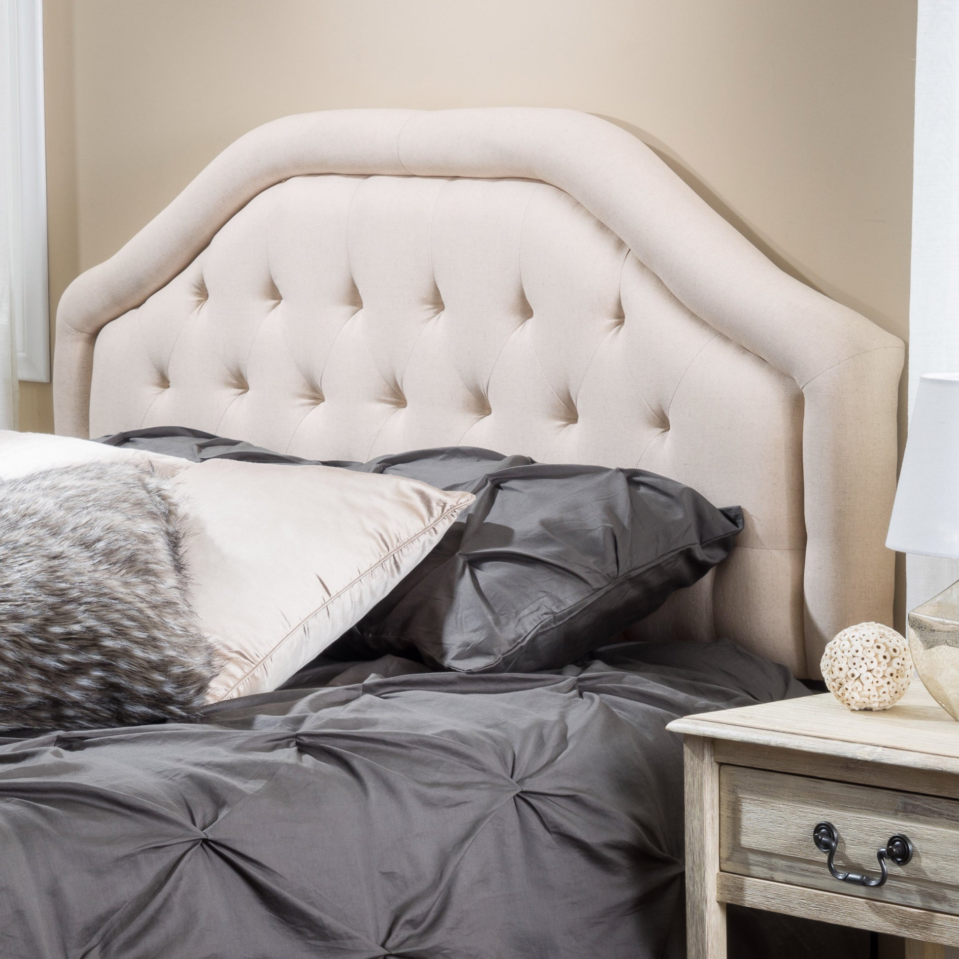 Earlton Headboard Full Beige Fabric