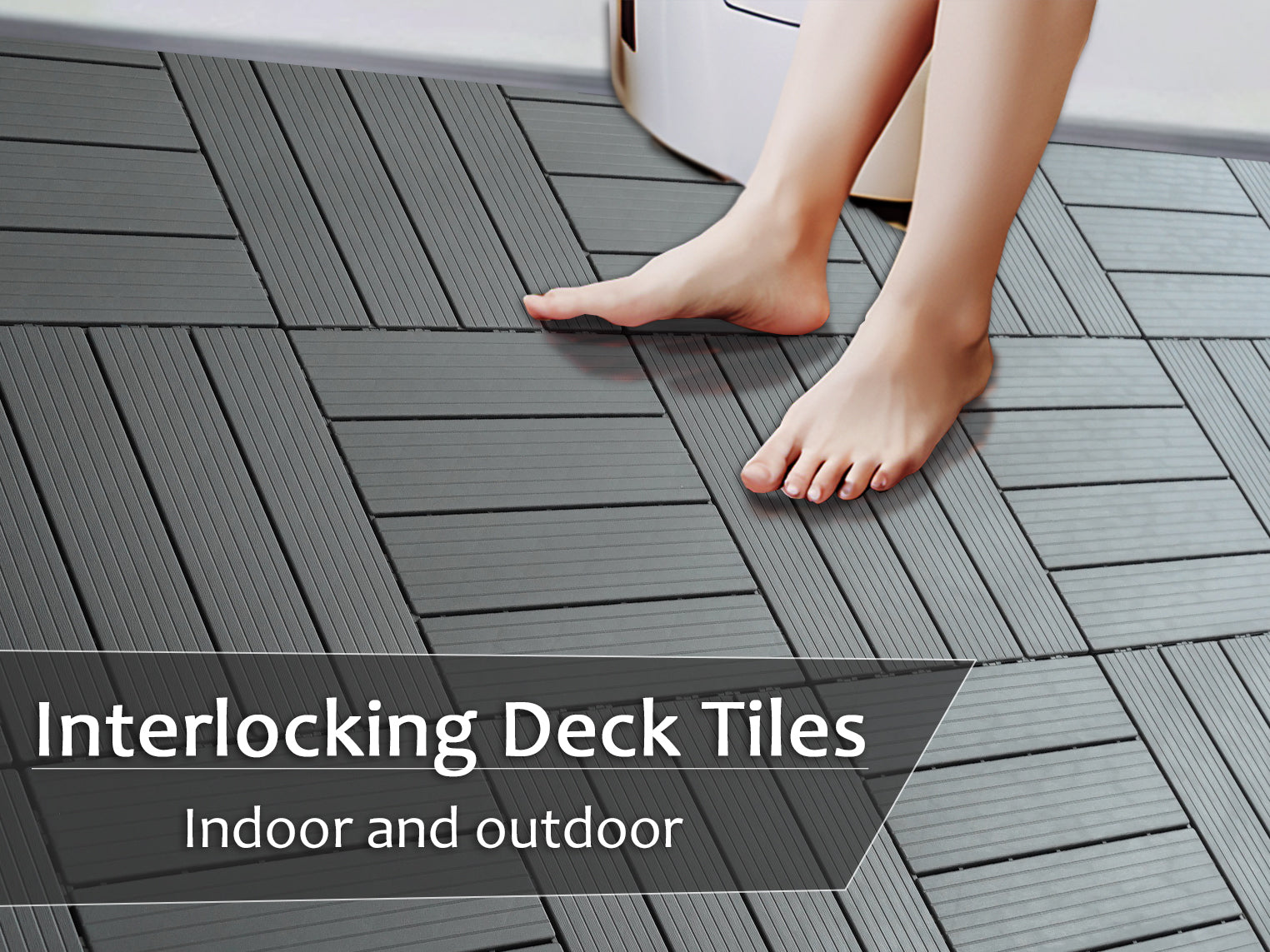 Plastic Composite Deck Tiles Set Of 35Pcs, Composite Decking Resist Rust, Water, Weather, Indoor&Outdoor, Easy To Diy & Maintain, Ideal For Patios, Balconies, Rooftops, Decks, 12X12In Dark Grey Dark Grey Modern Plastic Plastic